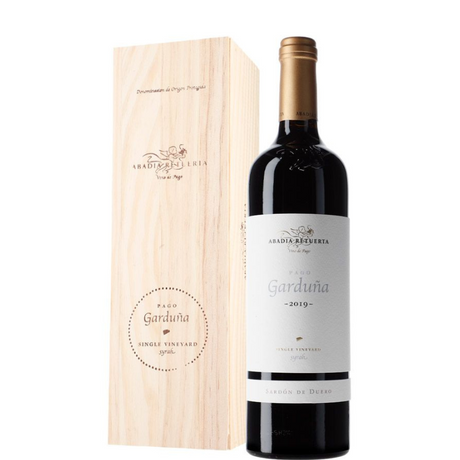 Bottles of ABADIA RETUERTA Pago Garduña 2019 with wooden case