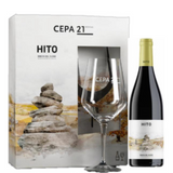Hito wijnkist met een kristallen wijnglas
