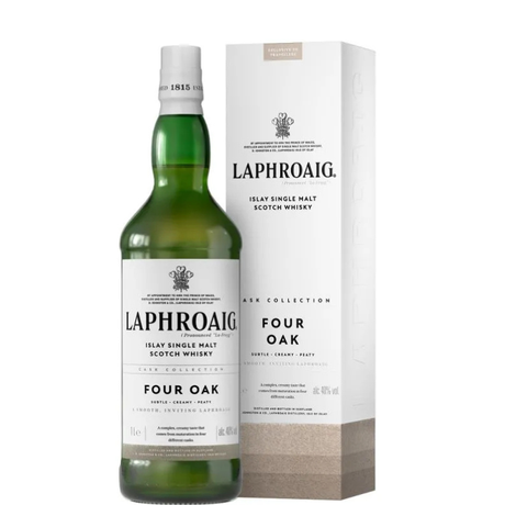 LAPHROAIG Vier eiken fles van 1 liter. met koffer