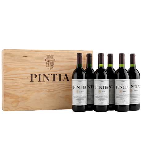 6 flessen Pintia 2021 in een houten kist