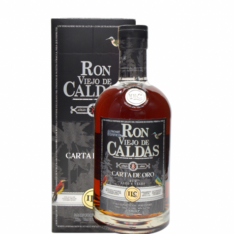 Fles Oude Rum uit Caldas Carta de Oro met doosje
