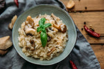 Risotto van paddenstoelen en kip